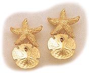 Starfish & Sand Dollar Gold Earrings