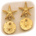 Starfish & Sand Dollar Mini Gold Earrings